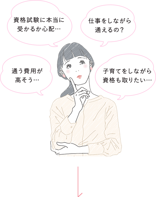 資格試験に本当に受かるか心配｜仕事をしながら通えるの？｜通う費用が高そう｜子育てをしながら資格も取りたい